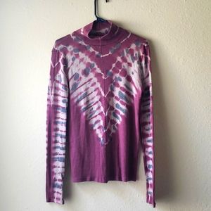 FREE PEOPLE Purple Tye Dye Mock Neck